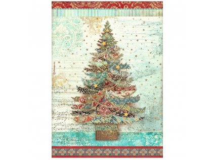 stamperia christmas greetings a4 rice paper tree 6