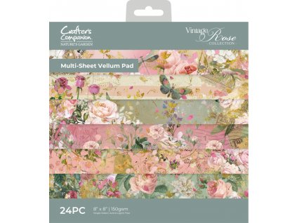 crafters companion vintage rose 8x8 inch vellum pa