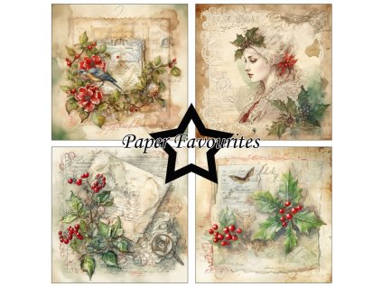 paper favourites vintage holly 6x6 inch paper pack (1)