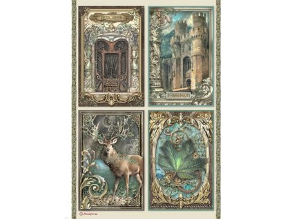 stamperia magic forest a4 rice paper packed cards