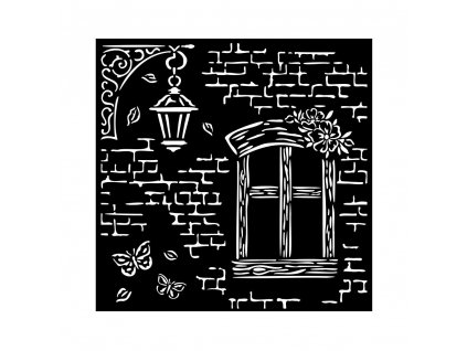 stamperia thick stencil 18x18cm blue land window k