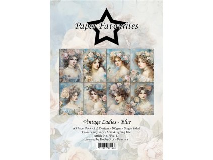 paper favourites vintage ladies blue a5 paper pack