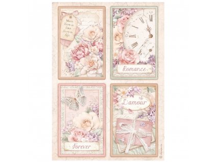 stamperia romance forever a4 rice paper 4 cards 6p