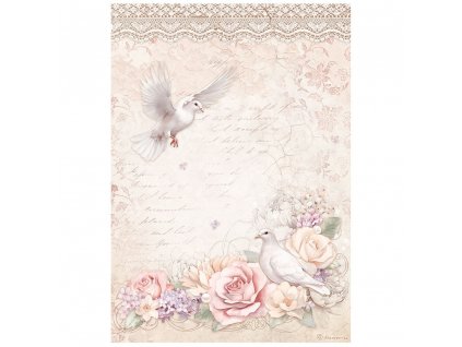 stamperia romance forever a4 rice paper doves 6pcs