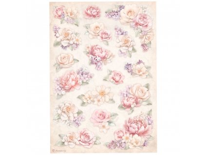 stamperia romance forever a4 rice paper floral bac