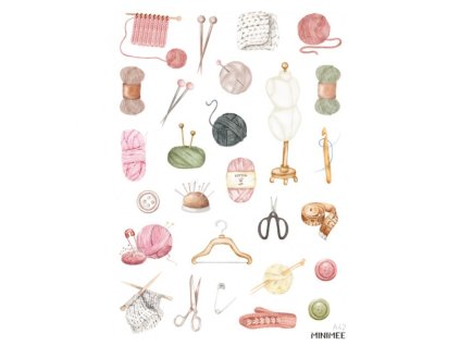 samolepky pletení a háčkování