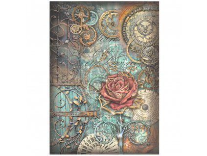 stamperia sir vagabond in fantasy world a4 rice pa mechanical rose