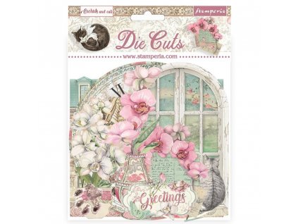 stamperia orchids and cats die cuts assorted 41pcs