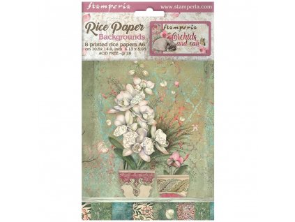 stamperia orchids and cats a6 rice paper backgroun