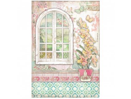 stamperia orchids and cats a4 rice paper window 6p