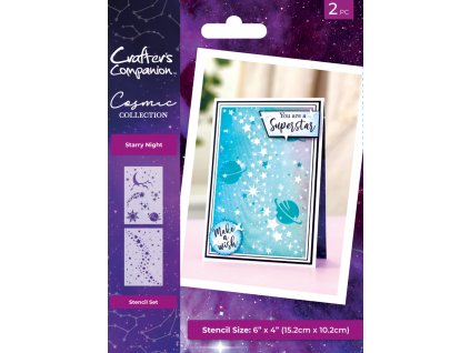 crafters companion cosmic collection stencil starr