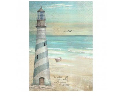 stamperia sea land a4 rice paper lighthouse 6pcs d