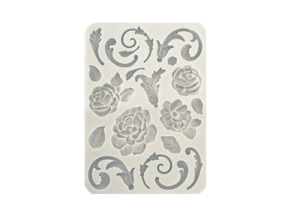 stamperia brocante antiques silicon mould a5 flowe