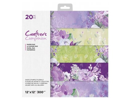 crafters companion sage purple florals 12x12 inch