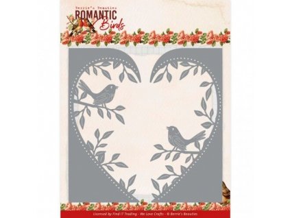 Šablona kovová vyřezávací Romantic Birds romantické srdce