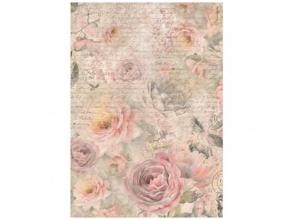 stamperia shabby rose a4 rice paper roses pattern