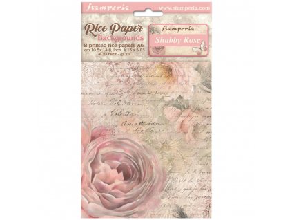 stamperia shabby rose a6 rice paper backgrounds 8p