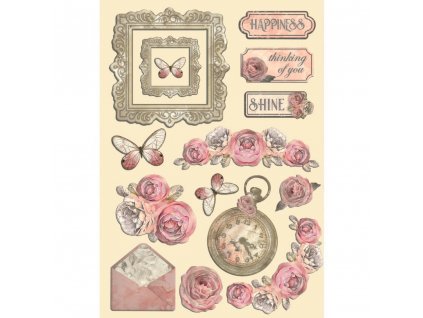 stamperia shabby rose colored wooden shape a5 klsp