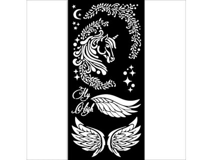 stamperia wonderland thick stencil 12x25cm unicorn