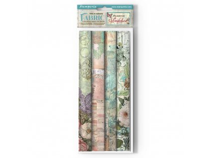 stamperia wonderland 12x12 inch fabric sheets 4pcs