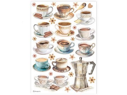 stamperia cups a4 rice paper 6pcs dfsa4912