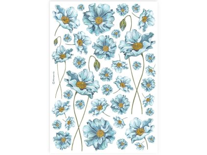stamperia blue flowers a4 rice paper 6pcs dfsa4893