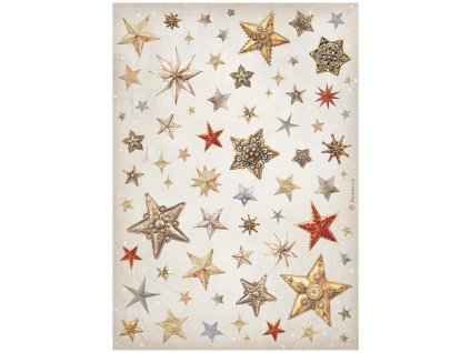 stamperia gear up for christmas a4 rice paper star