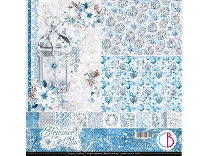 Sada oboustranných papírů se vzory Elegance of Blue 30x30cm