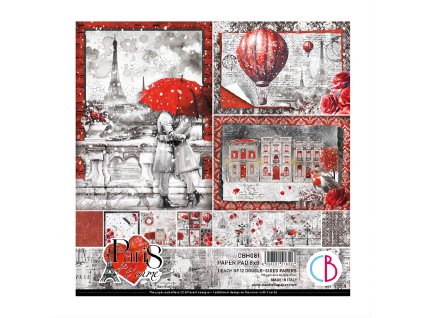 Sada oboustranných papírů Paris Je t’aime 20x20cm