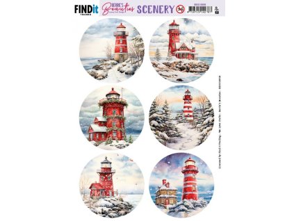 BBSC10059 Berries Beauties Scenery Snowy lighthouse Round 700x991
