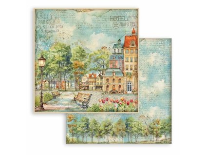 Oboustranný papír Art of Travelling Sheets Bench 30X30cm