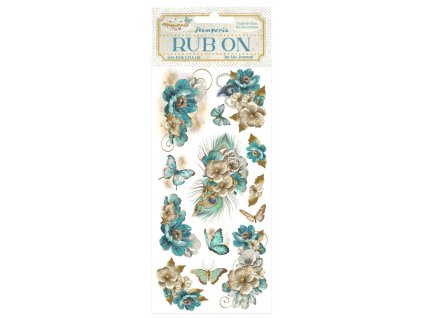 stamperia masquerade rub on 4x85 inch blue flowers 2 11zon