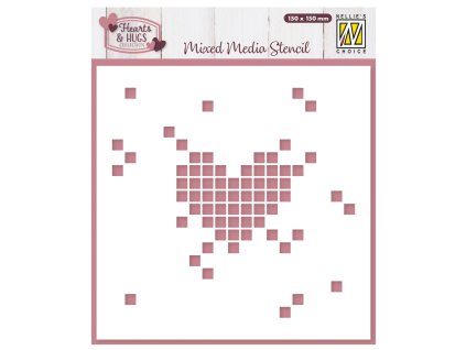 nellie snellen mixed media stencil pixel heart mms