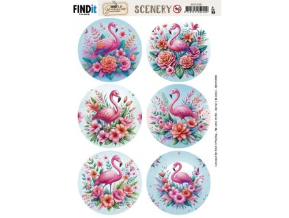 BBSC10091 Berries Beauties Scenery Flamingo Round 700x991
