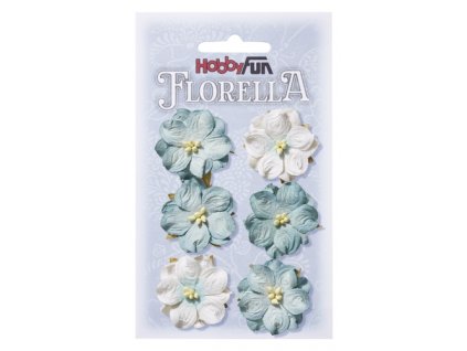 Papírové květy FLORELLA světle modrá 3,5cm
