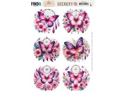 BBSC10093 Berries Beauties Scenery Pink Butterflies Round copy 700x991