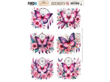 BBSC10094 Berries Beauties Scenery Pink Butterflies Square copy 700x991