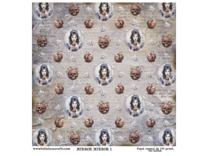Pergamenový papír BellaLuna MIRROR Sněhurka zrcadlo a jablko 30x30cm 1ks