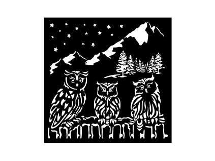 stamperia the owls house thick stencil 18x18cm owl 2 11zon