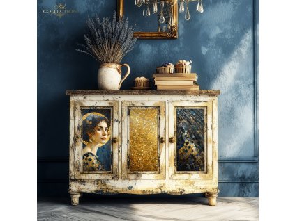 Papír pro decoupage morwa FPA3002, série Inspired by Klimt, ženy, zlato, dekorativní vzory, drahé kameny, mozaiky, secesní motivy (5)