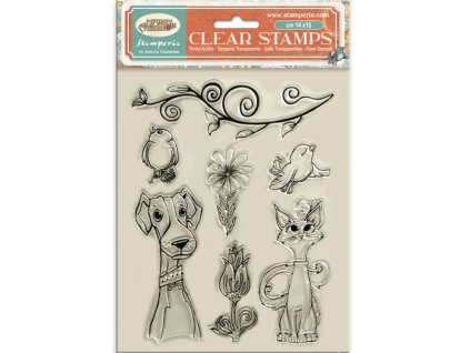 stamperia furry friends clear stamp dog cat and fl (1) 34 11zon