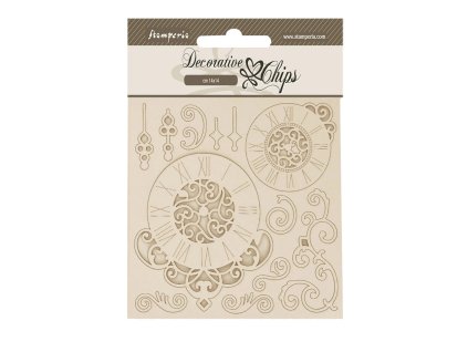 stamperia quiet days decorative chips clock swirls 15 11zon