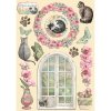 stamperia orchids and cats colored wooden shape a5
