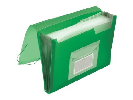 Aktovka Q-Connect, A4, 13 přihrádek, transp.zelená