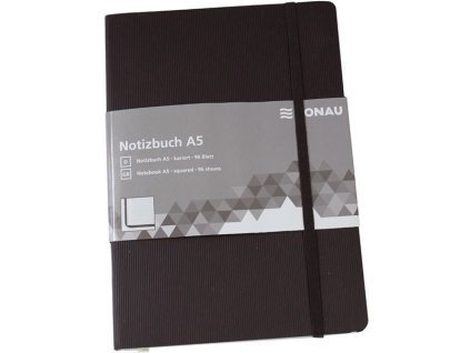 Zápisník DONAU, A5, čtverečkovaný, černý