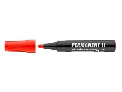 Permanentní popisovač "Permanent 11", červená, 1-3mm, kuželový hrot, ICO