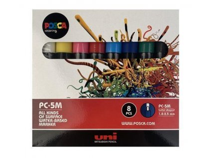 Akrylové popisovače "Posca PC-5M", 8 ks, 1,8-2,5 mm, UNI