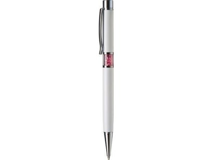 Kuličkové pero SWAROVSKI® Crystals, krémově bílá, růžové krystaly ve střední části pera, ART CRYSTEL