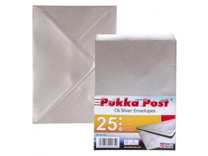 Obálky "Silver", stříbrná, C6, pogumovaný povrch, PUKKA PAD 9065-ENV