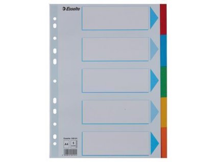 Rejstříky "Standard", popisovatelná titulní str., mix barev, karton, A4, 5 dílů, ESSELTE